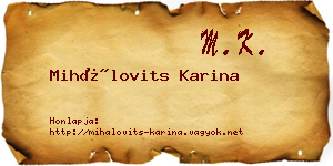Mihálovits Karina névjegykártya